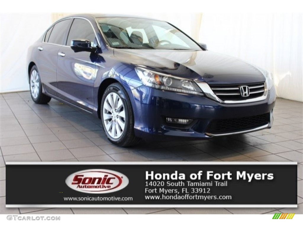 2014 Accord EX Sedan - Obsidian Blue Pearl / Gray photo #1