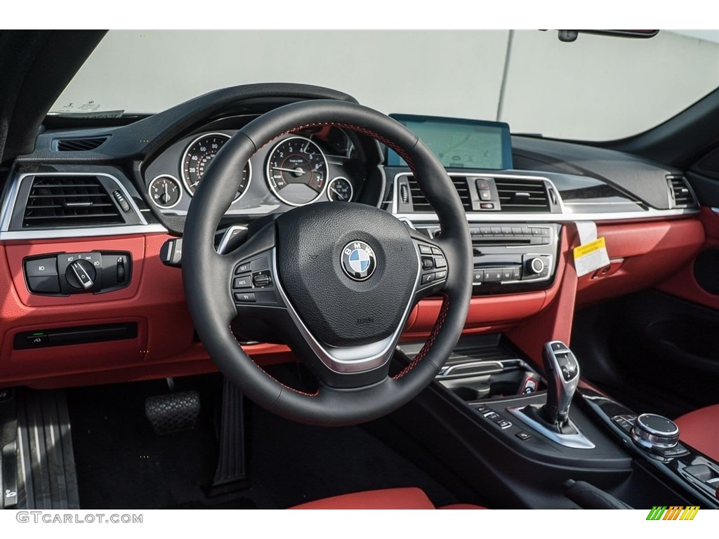 2018 BMW 4 Series 430i Convertible Coral Red Dashboard Photo #124764551