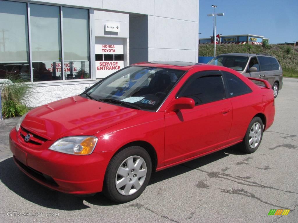 2002 Civic EX Coupe - Rally Red / Black photo #2