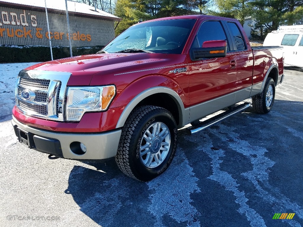 2010 F150 Lariat SuperCab 4x4 - Red Candy Metallic / Black photo #2