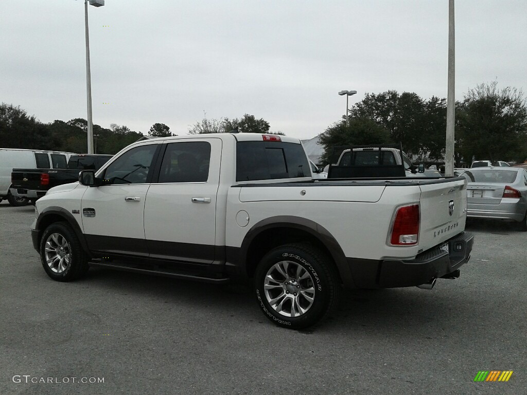 2018 1500 Laramie Longhorn Crew Cab 4x4 - Pearl White / Canyon Brown/Light Frost Beige photo #4