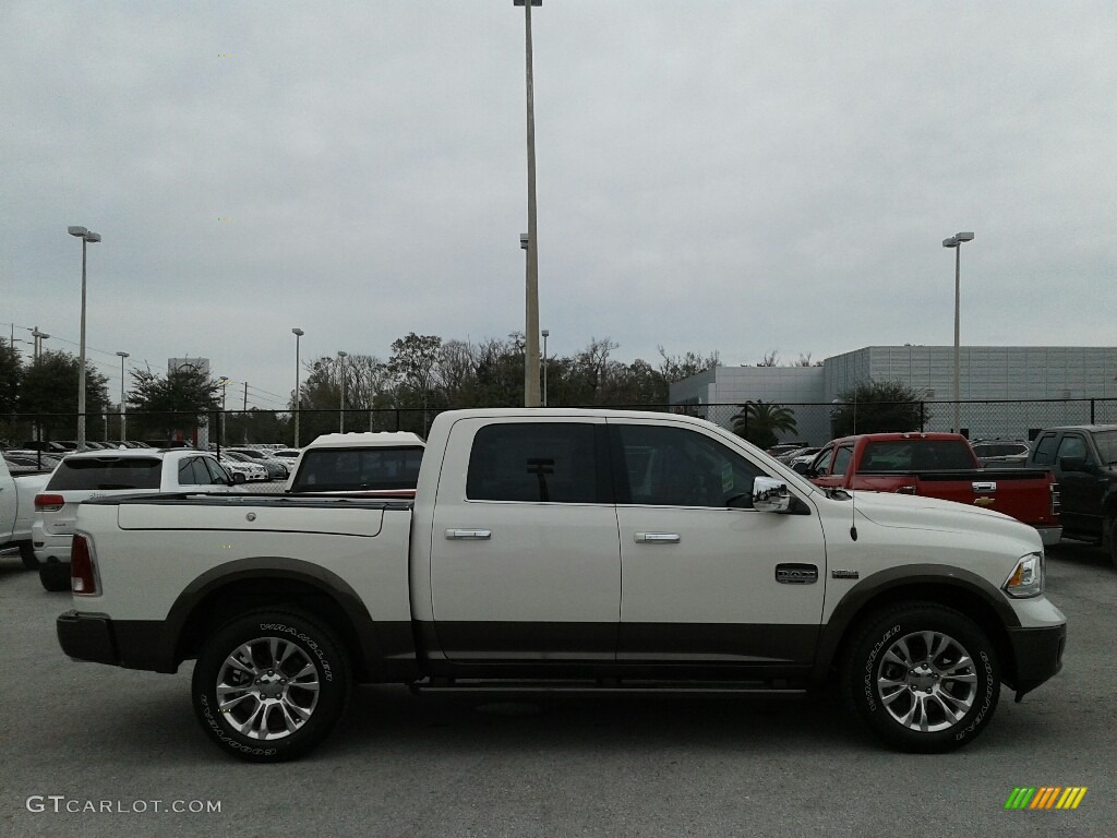 2018 1500 Laramie Longhorn Crew Cab 4x4 - Pearl White / Canyon Brown/Light Frost Beige photo #6