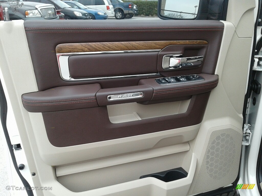 2018 1500 Laramie Longhorn Crew Cab 4x4 - Pearl White / Canyon Brown/Light Frost Beige photo #19