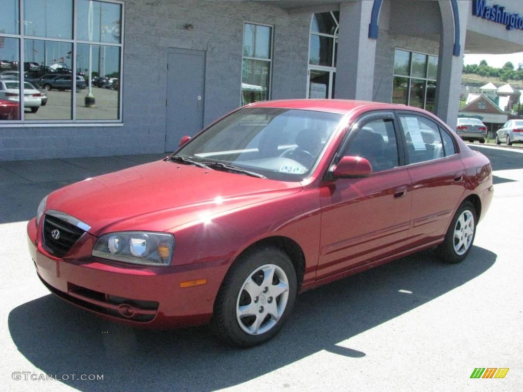 2004 Elantra GLS Sedan - Crimson Dark Red / Gray photo #2