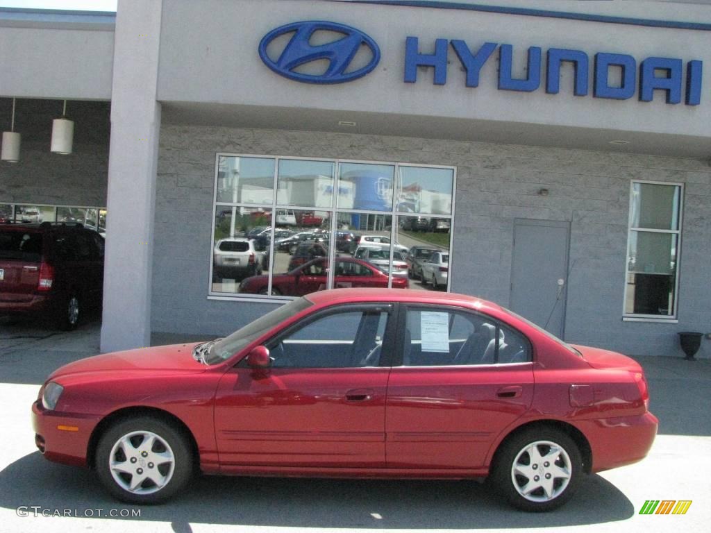 2004 Elantra GLS Sedan - Crimson Dark Red / Gray photo #3
