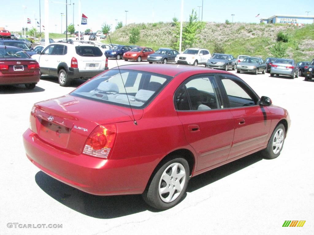 2004 Elantra GLS Sedan - Crimson Dark Red / Gray photo #6