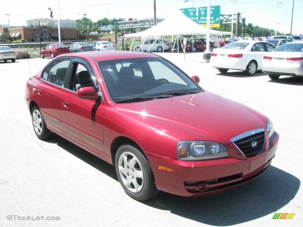 2004 Elantra GLS Sedan - Crimson Dark Red / Gray photo #8