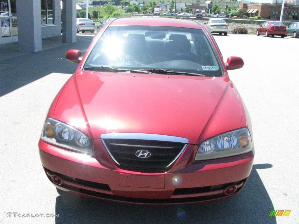 2004 Elantra GLS Sedan - Crimson Dark Red / Gray photo #9