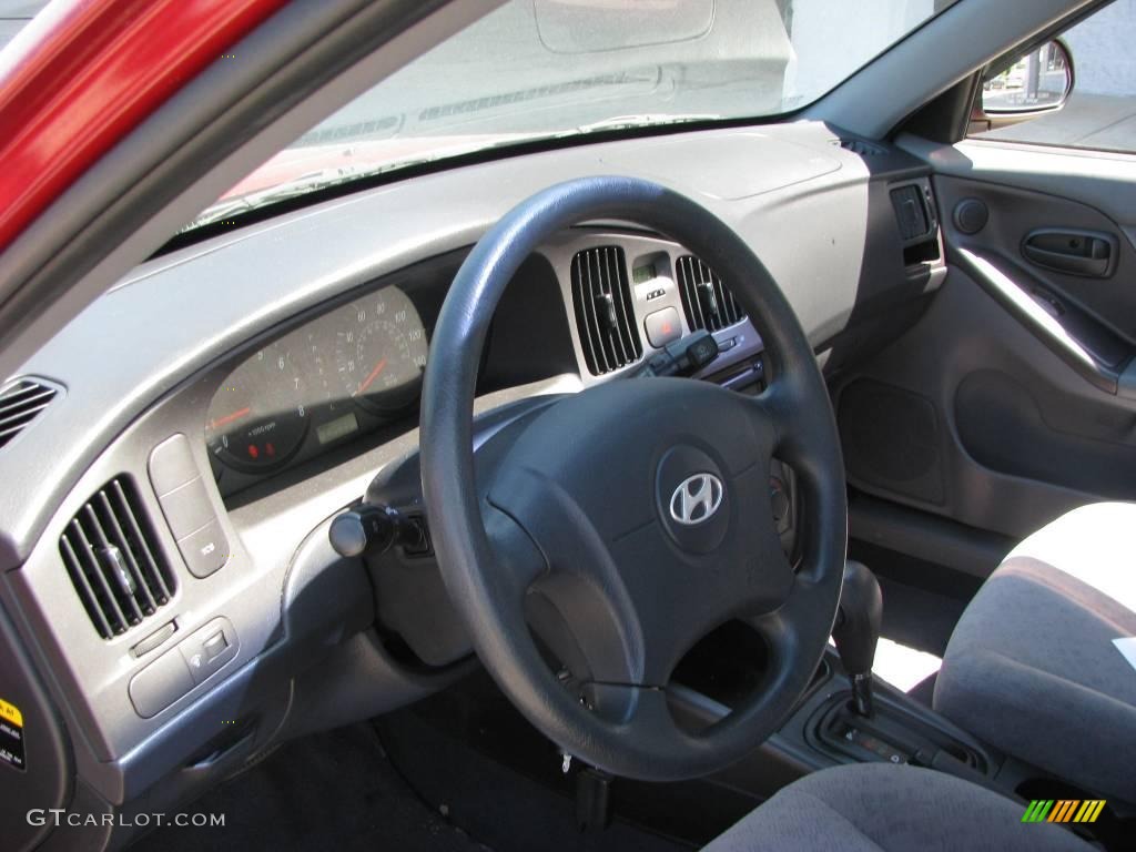 2004 Elantra GLS Sedan - Crimson Dark Red / Gray photo #11