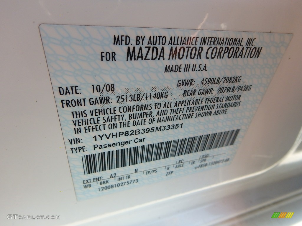 2009 MAZDA6 s Touring - Performance White / Black photo #14