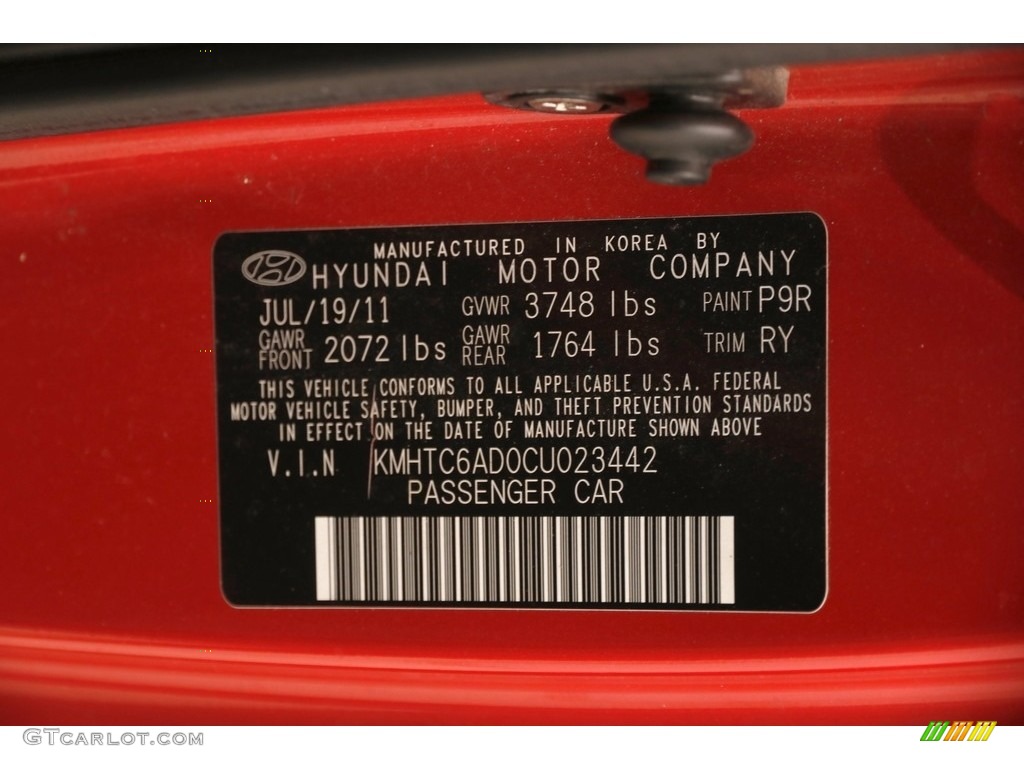 2012 Veloster  - Boston Red / Gray photo #23