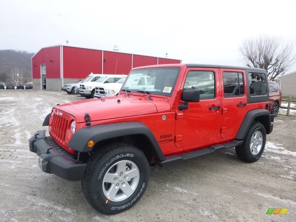 Firecracker Red 2018 Jeep Wrangler Unlimited Sport 4x4 Exterior Photo #124822153