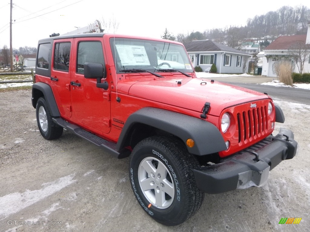 Firecracker Red 2018 Jeep Wrangler Unlimited Sport 4x4 Exterior Photo #124822294