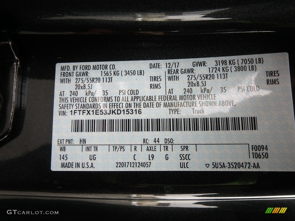 2018 F150 Color Code HN for Guard Photo #124823947