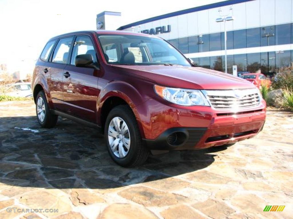 2009 Forester 2.5 X - Camellia Red Pearl / Black photo #1