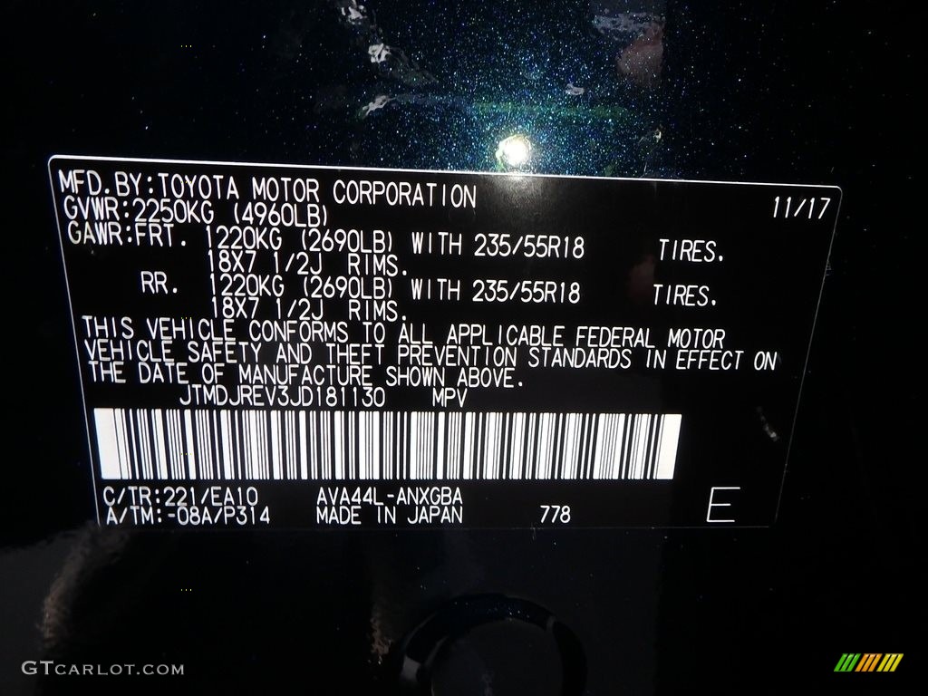 2018 Toyota RAV4 Limited AWD Hybrid Color Code Photos