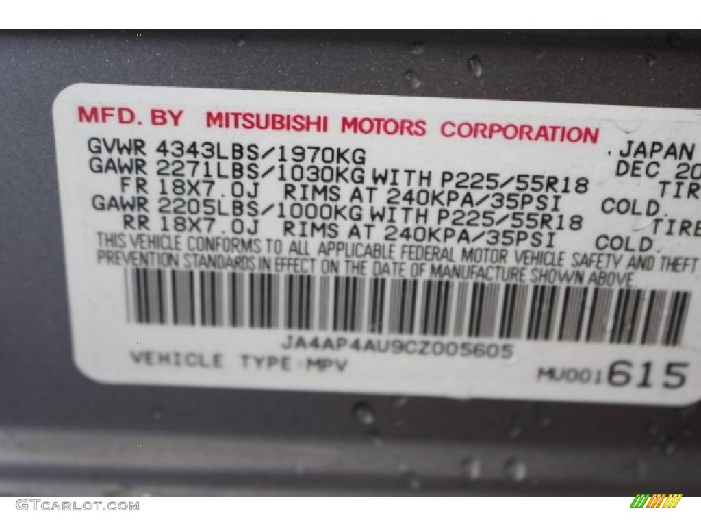 2012 Outlander Sport SE - Mercury Gray Pearl / Black photo #38