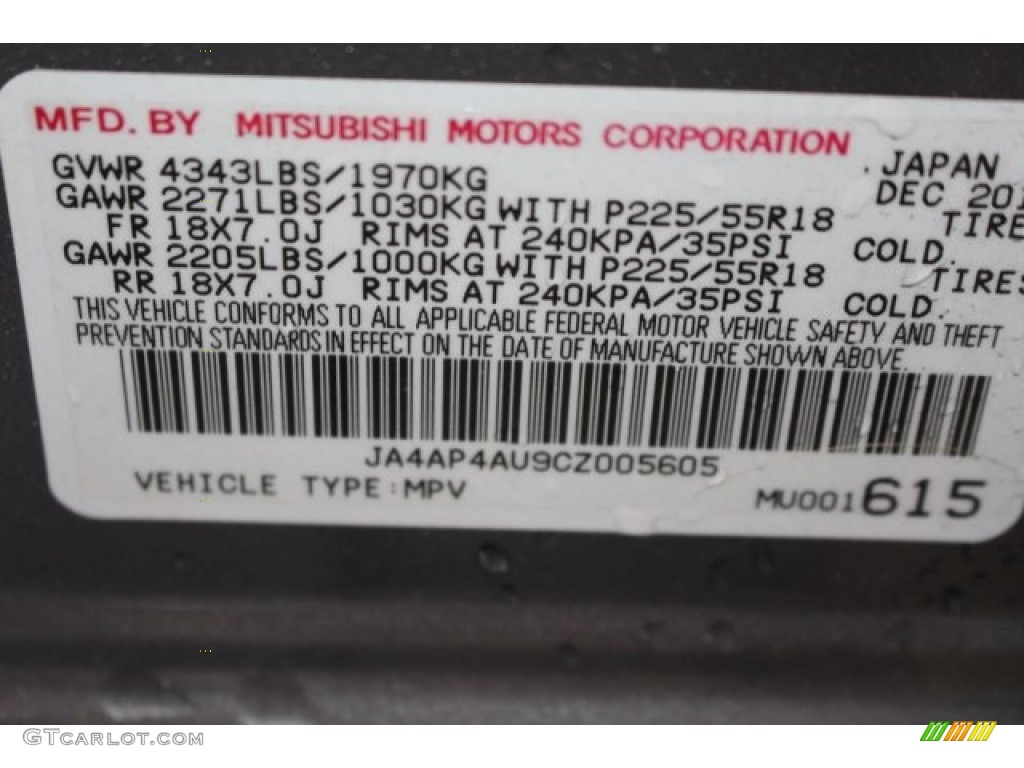 2012 Outlander Sport SE - Mercury Gray Pearl / Black photo #40
