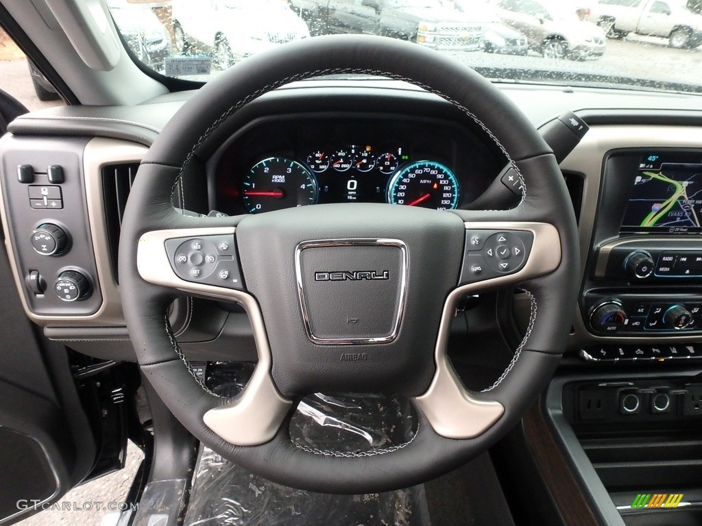 2018 GMC Sierra 2500HD Denali Crew Cab 4x4 Jet Black Steering Wheel Photo #124849059