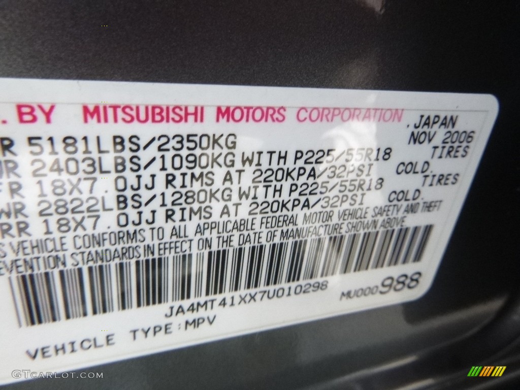 2007 Outlander XLS 4WD - Graphite Gray Pearl / Black photo #15