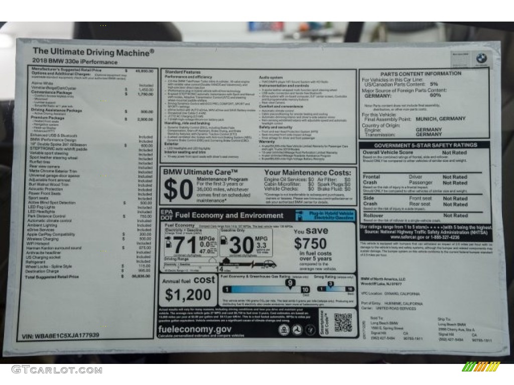 2018 3 Series 330e iPerformance Sedan - Alpine White / Venetian Beige photo #10