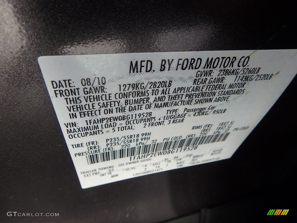 2011 Taurus SEL - Sterling Grey / Charcoal Black photo #29