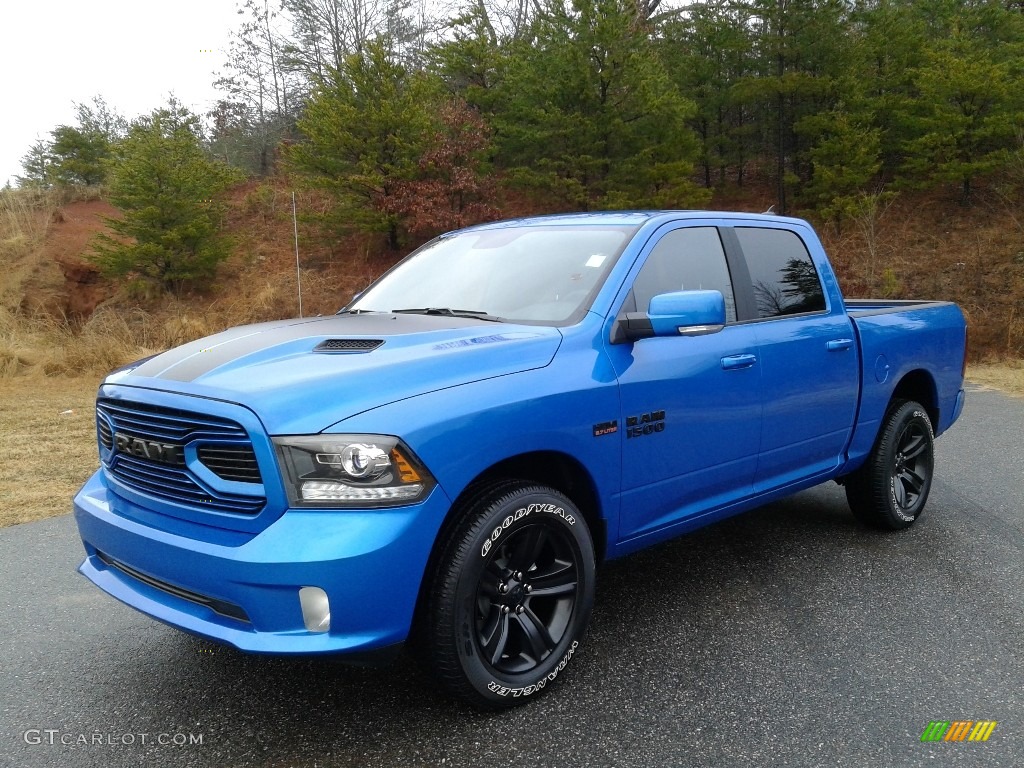 2018 1500 Night Crew Cab 4x4 - Hydro Blue Pearl / Black photo #2