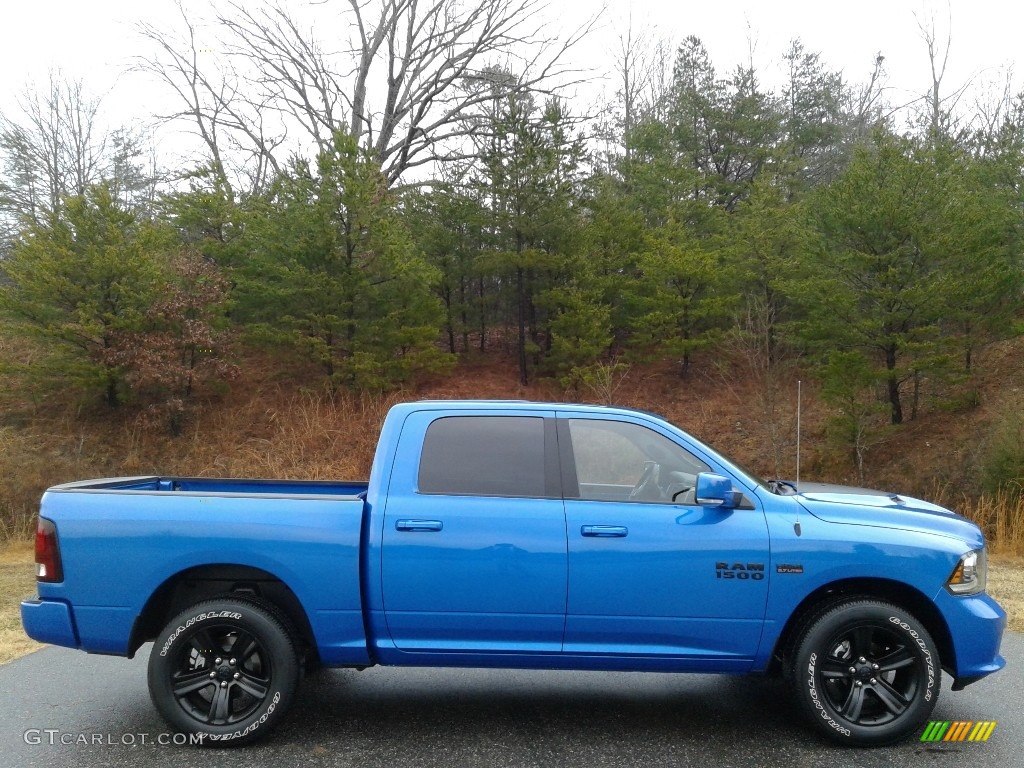 Hydro Blue Pearl 2018 Ram 1500 Night Crew Cab 4x4 Exterior Photo #124869987
