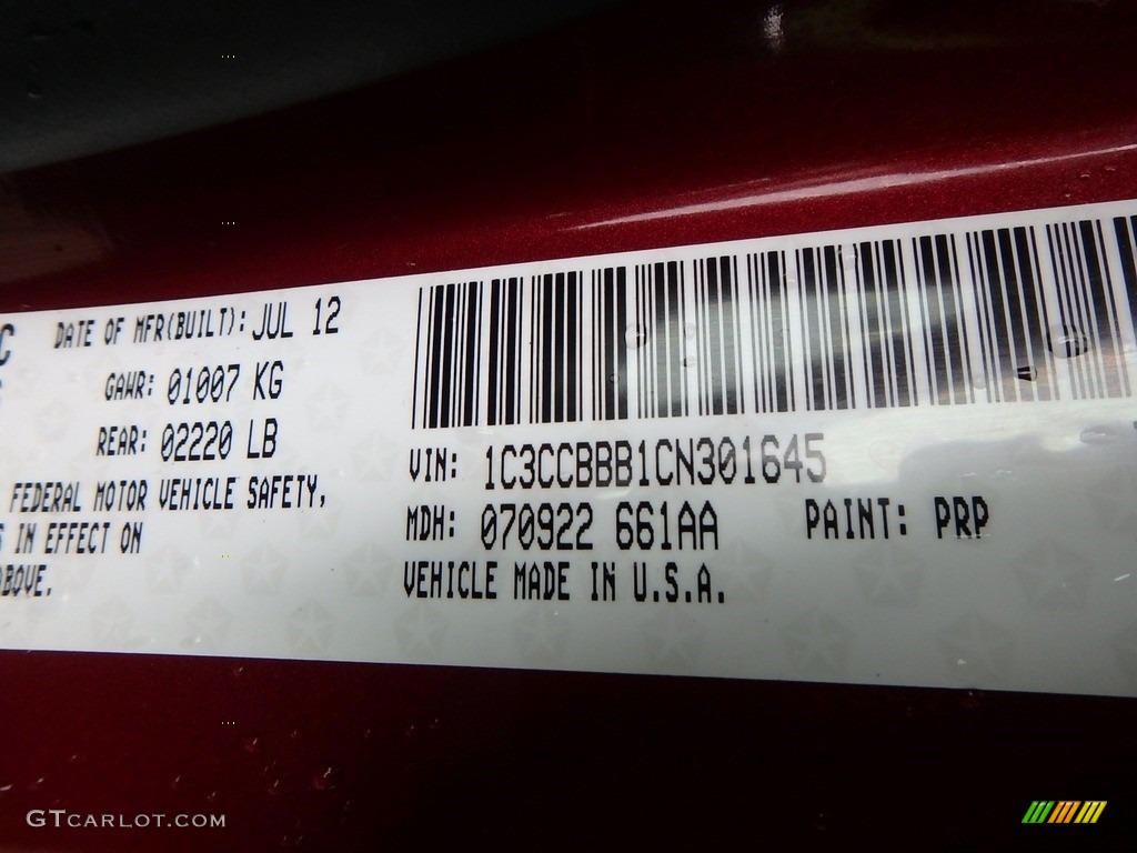 2012 200 Touring Sedan - Deep Cherry Red Crystal Pearl Coat / Black/Light Frost photo #14