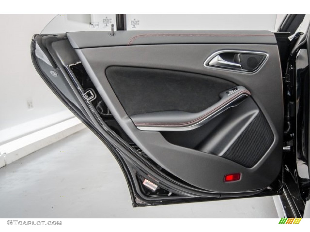 2018 Mercedes-Benz CLA AMG 45 Coupe Black/DINAMICA w/Red stitching Door Panel Photo #124880373