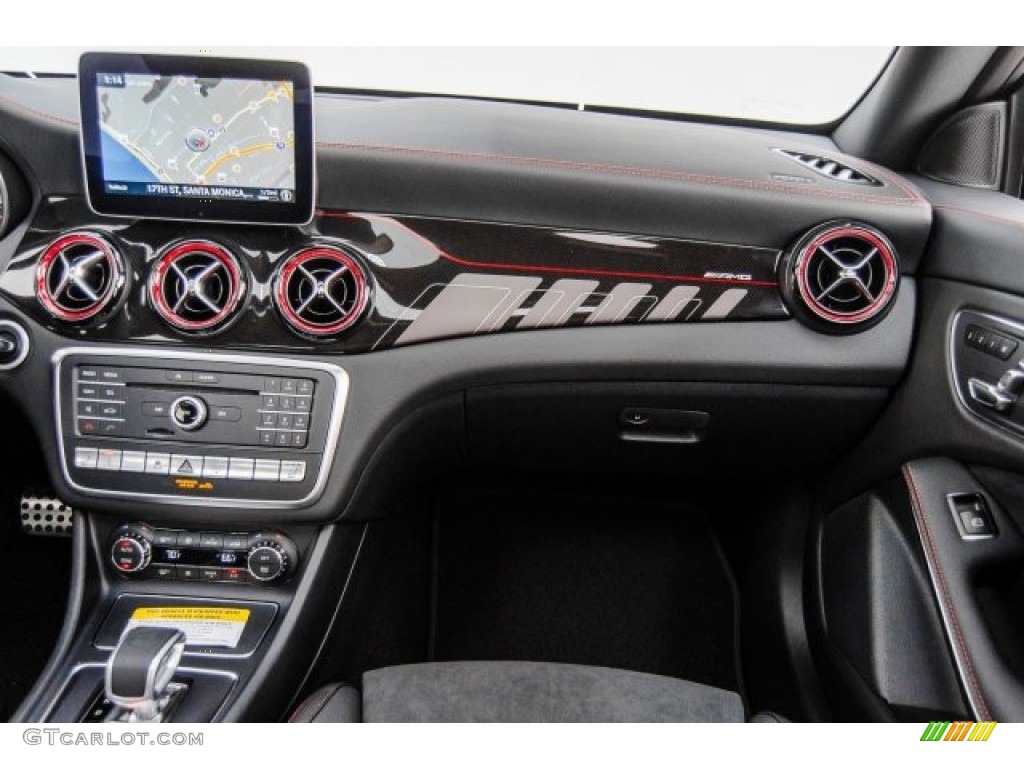 2018 Mercedes-Benz CLA AMG 45 Coupe Black/DINAMICA w/Red stitching Dashboard Photo #124880514