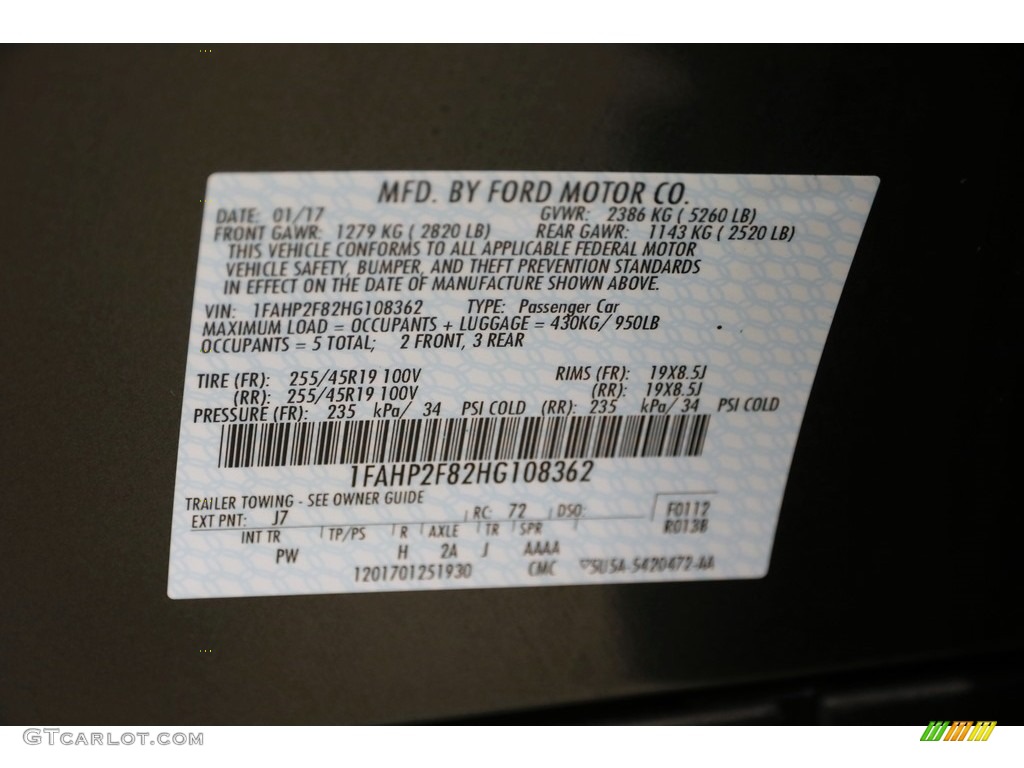 2017 Ford Taurus Limited Color Code Photos