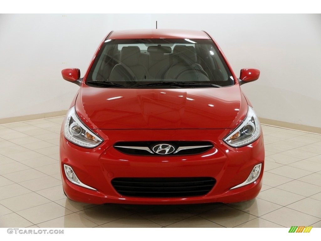2014 Accent GLS 4 Door - Boston Red / Gray photo #2