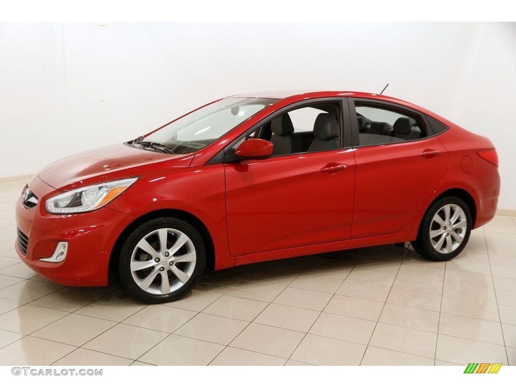 2014 Accent GLS 4 Door - Boston Red / Gray photo #3