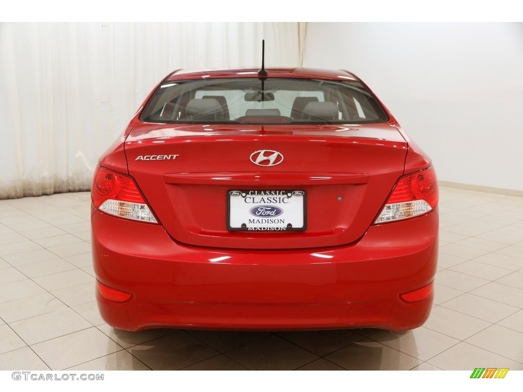 2014 Accent GLS 4 Door - Boston Red / Gray photo #14
