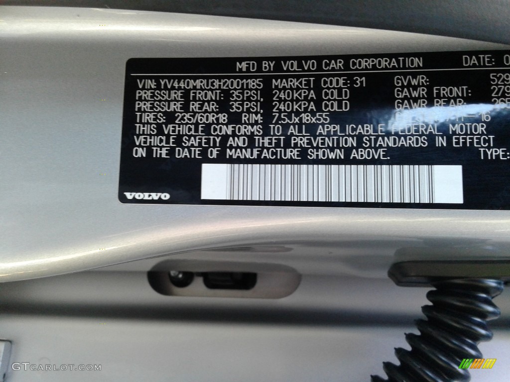 2017 XC60 T5 AWD Inscription - Bright Silver Metallic / Off Black photo #32