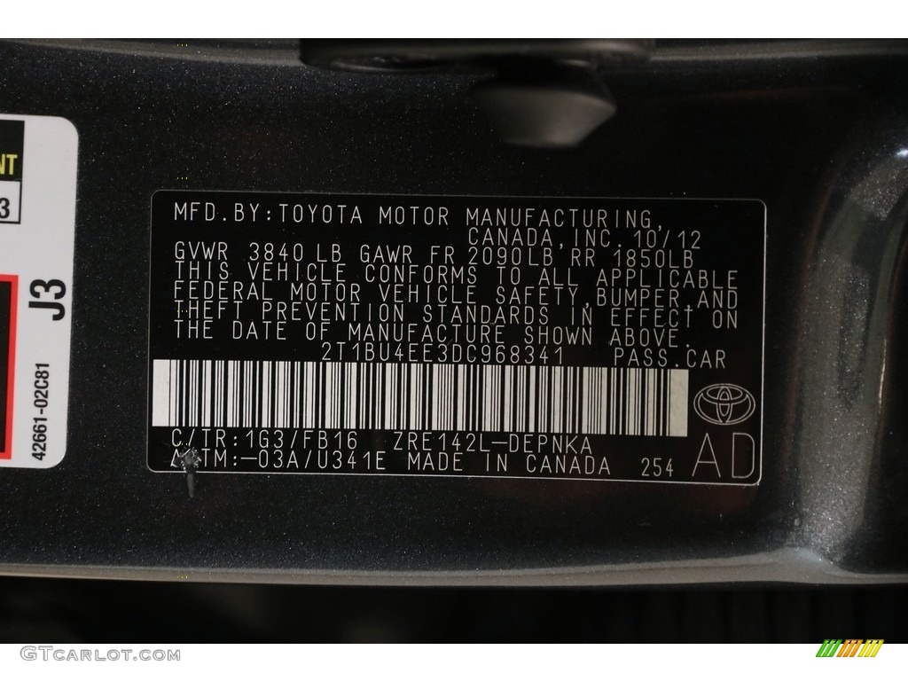 2013 Corolla LE - Magnetic Gray Metallic / Ash photo #17
