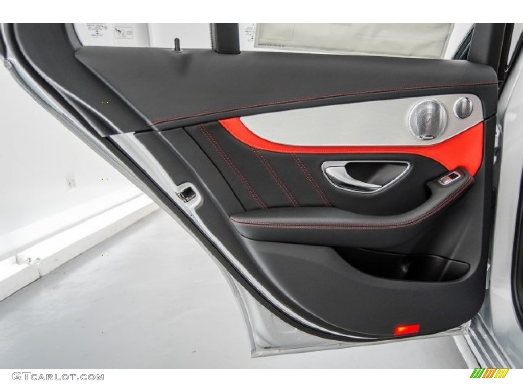 2018 Mercedes-Benz C 63 S AMG Sedan Red Pepper/Black Door Panel Photo #124918346