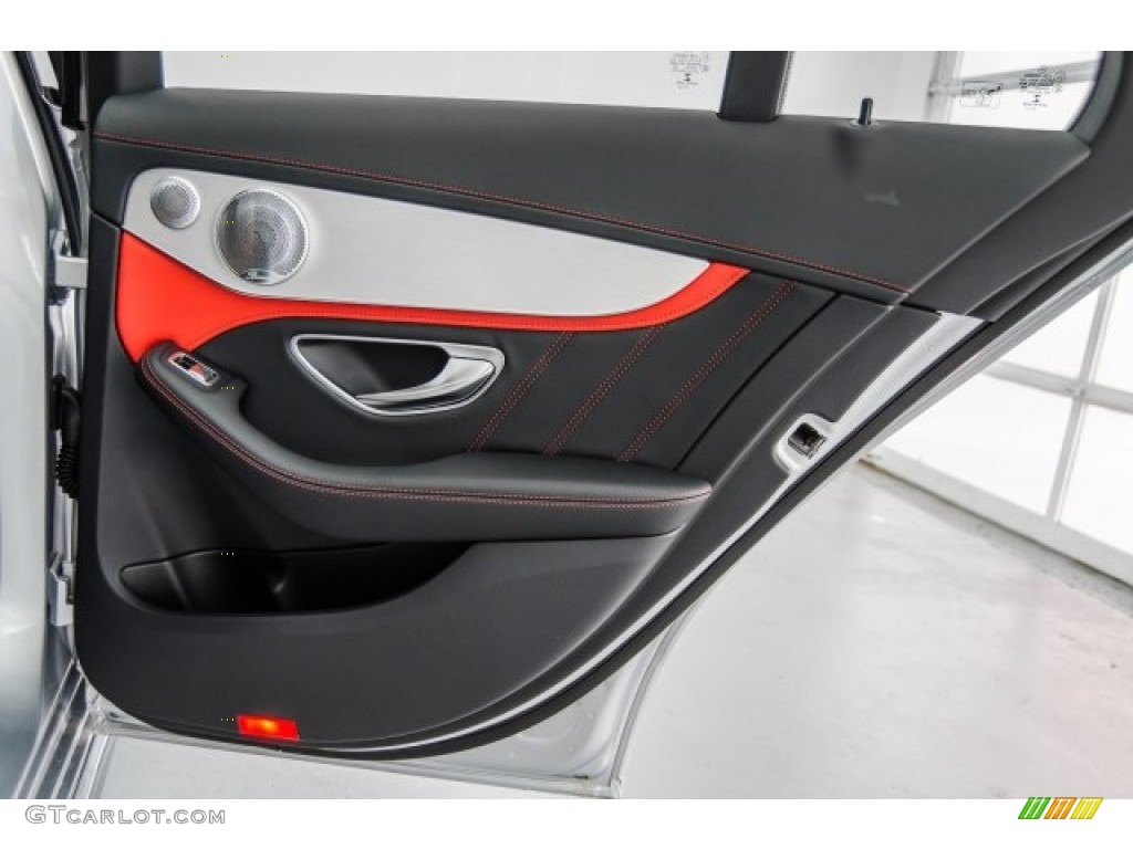 2018 Mercedes-Benz C 63 S AMG Sedan Red Pepper/Black Door Panel Photo #124918493