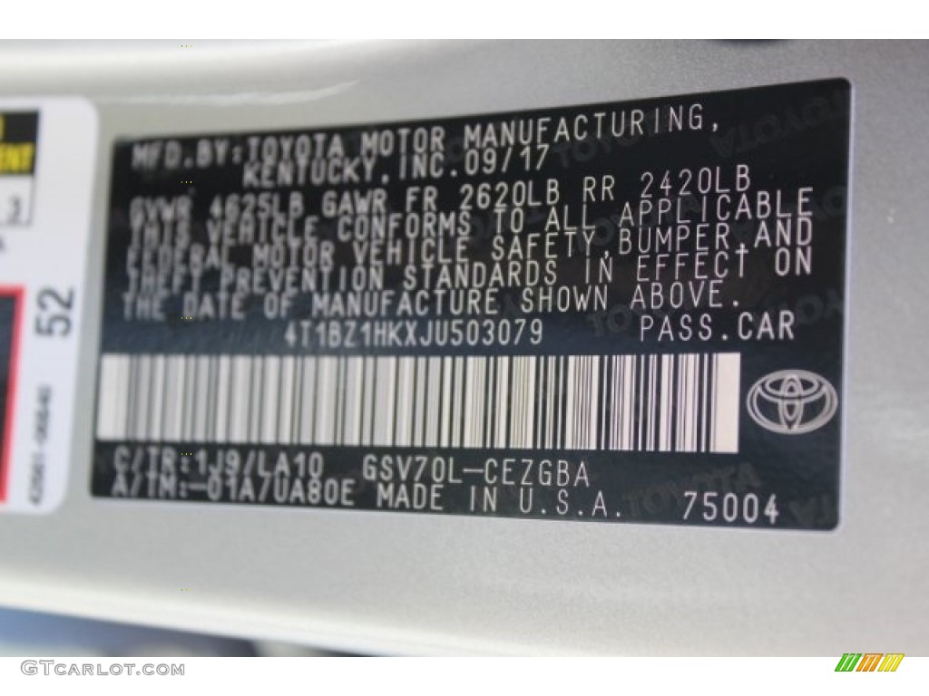 2018 Camry XLE V6 - Celestial Silver Metallic / Ash photo #33