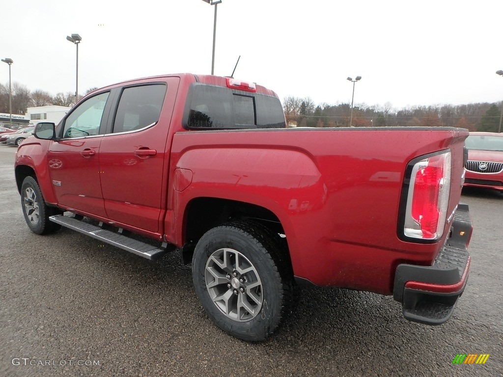 2018 Canyon All Terrain Crew Cab 4x4 - Red Quartz Tintcoat / Jet Black/­Cobalt Red photo #7