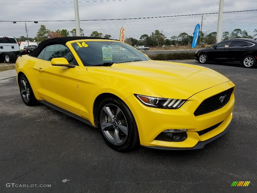 2016 Mustang V6 Convertible - Triple Yellow Tricoat / Ebony photo #7