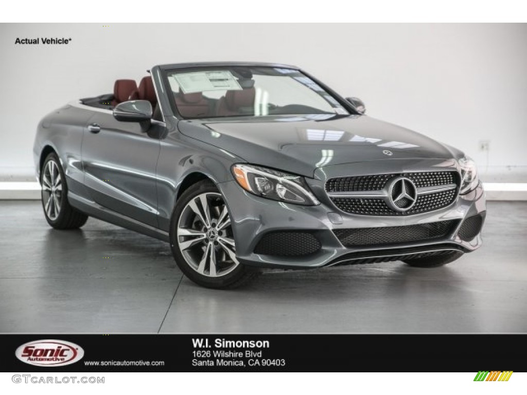 2018 C 300 Cabriolet - Selenite Grey Metallic / Cranberry Red/Black photo #1