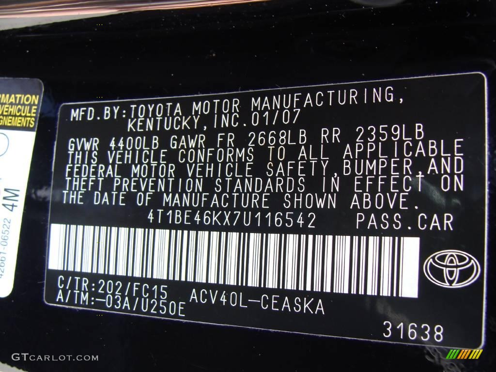 2007 Camry SE - Black / Dark Charcoal photo #25