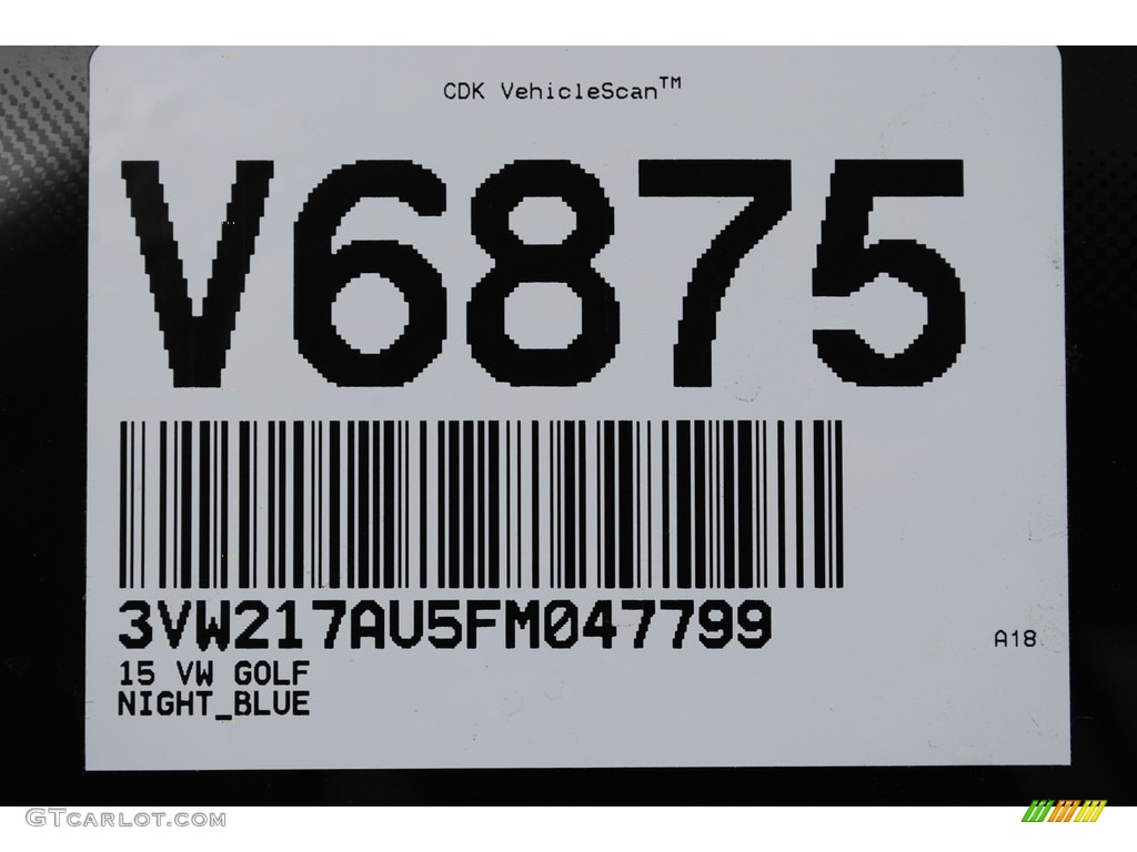 2015 Golf 4 Door 1.8T S - Night Blue Metallic / Black photo #20