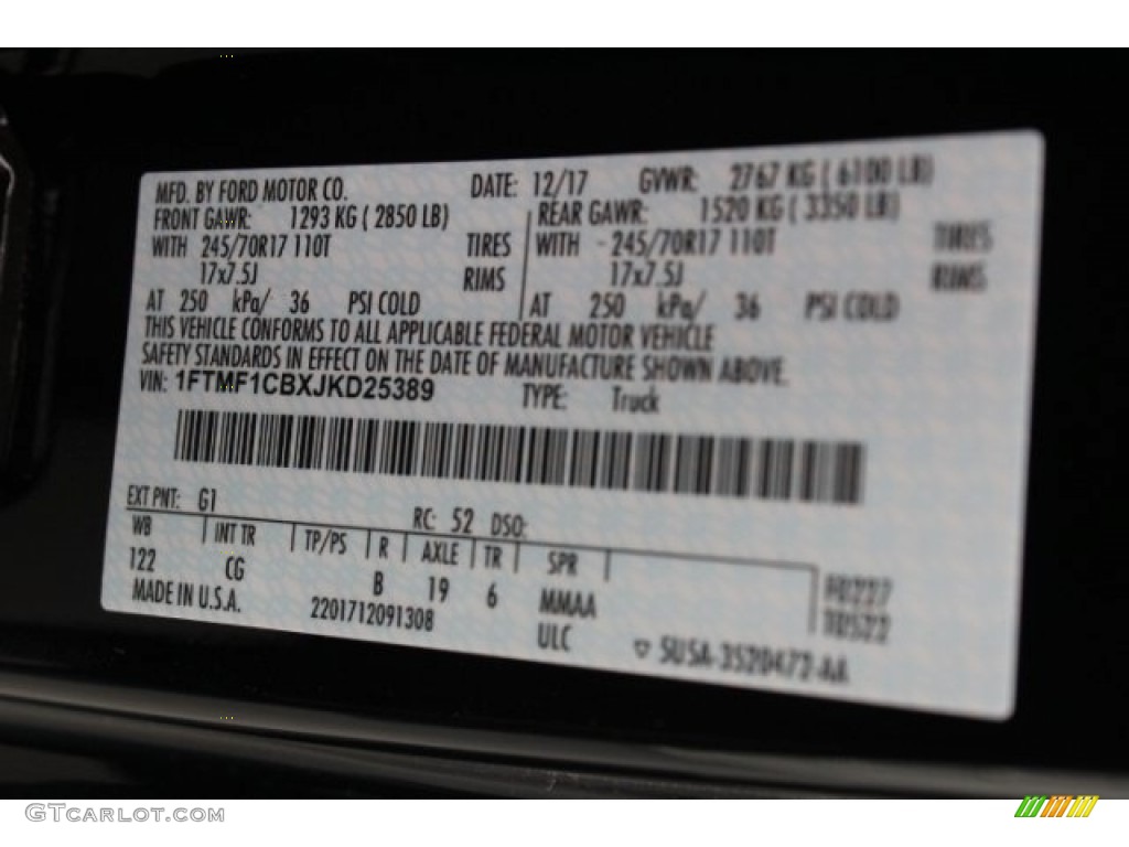 2018 F150 Color Code G1 for Shadow Black Photo #124968591