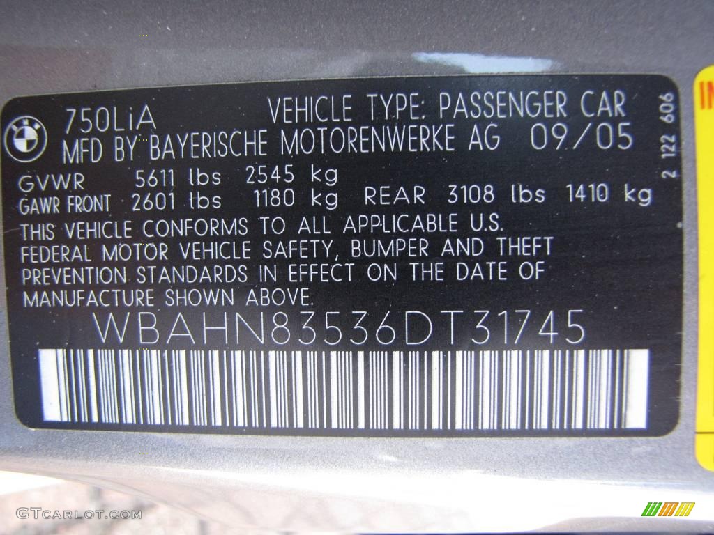 2006 7 Series 750Li Sedan - Sterling Grey Metallic / Basalt Grey/Flannel Grey photo #32
