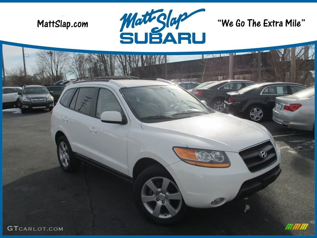 2009 Santa Fe SE - Powder White Pearl / Beige photo #1