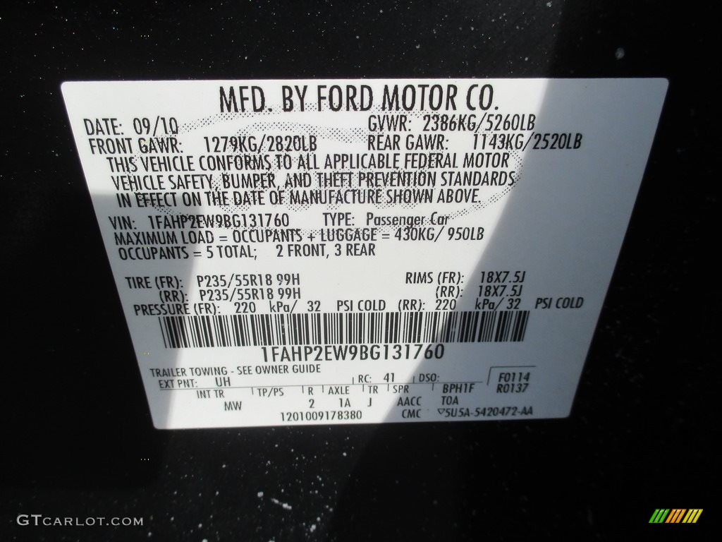 2011 Taurus SEL - Tuxedo Black / Charcoal Black photo #29