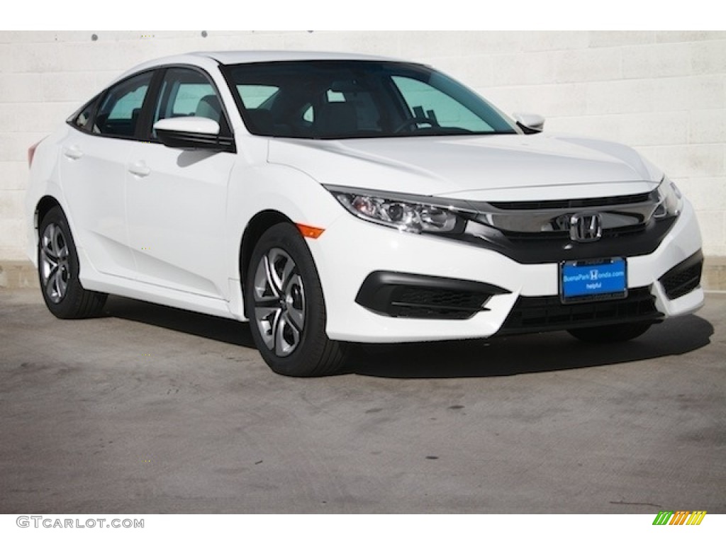 2018 Civic LX Sedan - Taffeta White / Black/Ivory photo #1